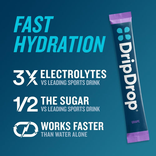 DripDrop Grape Electrolyte Powder, 8 oz sticks, 32 count